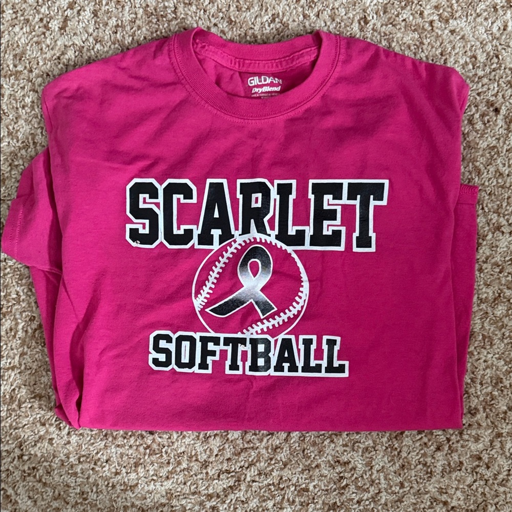 Last Chance‼️Gildan Pink Scarlet Softball Tee